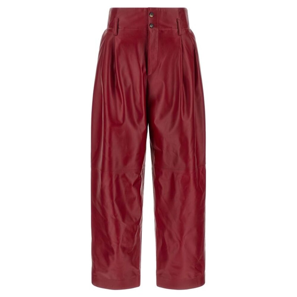 Alberta Ferretti Red Leather Women's Pants